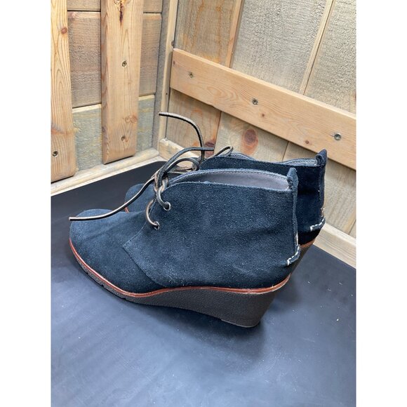 Sperry Top-Sider Black Suede Lace-Up Wedge Boots Womens Size 9 - Picture 4 of 8